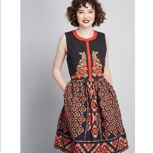 ModCloth A Conversation Masterpiece A-Line Dress